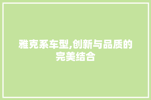 雅克系车型,创新与品质的完美结合