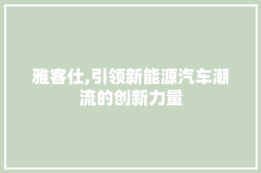 雅客仕,引领新能源汽车潮流的创新力量