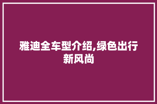 雅迪全车型介绍,绿色出行新风尚