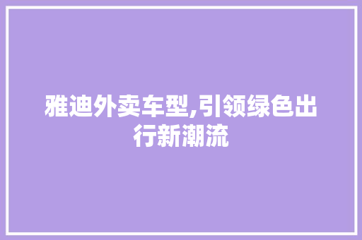 雅迪外卖车型,引领绿色出行新潮流
