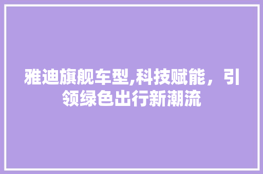 雅迪旗舰车型,科技赋能，引领绿色出行新潮流