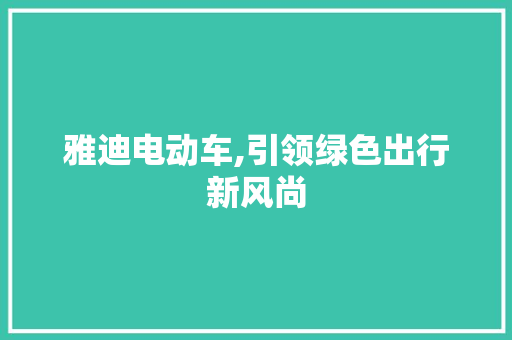 雅迪电动车,引领绿色出行新风尚