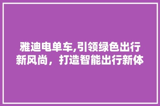 雅迪电单车,引领绿色出行新风尚，打造智能出行新体验