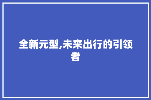 全新元型,未来出行的引领者