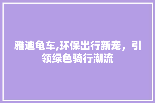 雅迪龟车,环保出行新宠，引领绿色骑行潮流