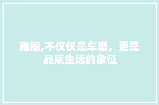雅阁,不仅仅是车型，更是品质生活的象征
