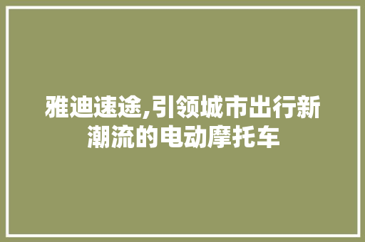 雅迪速途,引领城市出行新潮流的电动摩托车