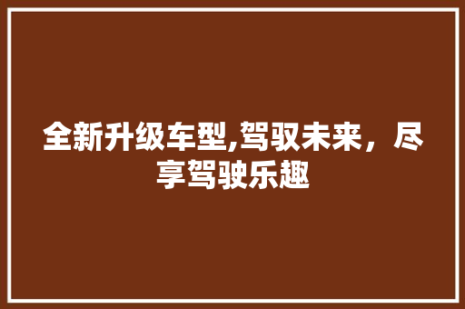 全新升级车型,驾驭未来，尽享驾驶乐趣