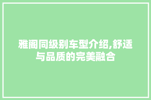 雅阁同级别车型介绍,舒适与品质的完美融合