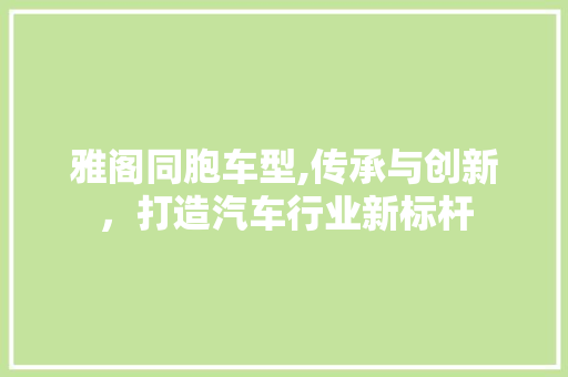 雅阁同胞车型,传承与创新，打造汽车行业新标杆
