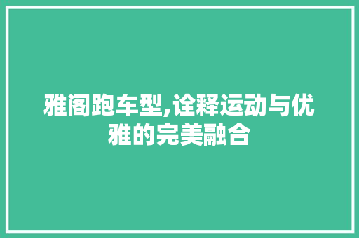 雅阁跑车型,诠释运动与优雅的完美融合
