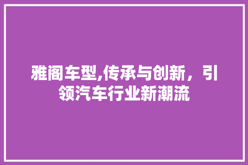 雅阁车型,传承与创新，引领汽车行业新潮流