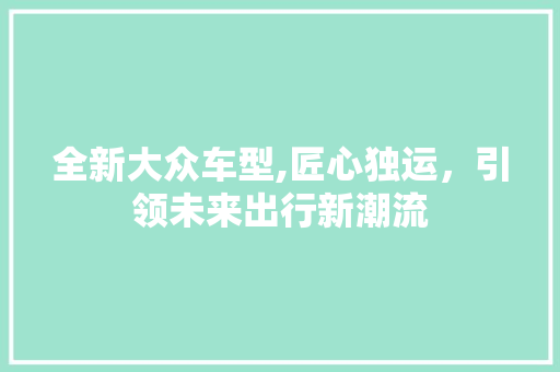 全新大众车型,匠心独运，引领未来出行新潮流