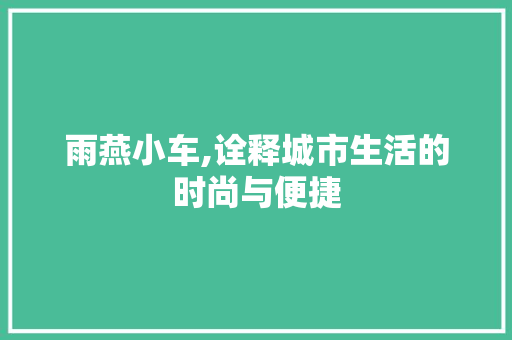 雨燕小车,诠释城市生活的时尚与便捷