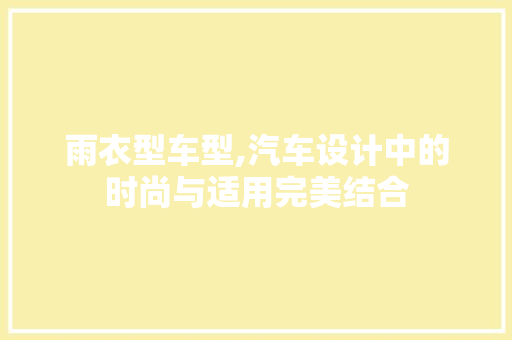雨衣型车型,汽车设计中的时尚与适用完美结合