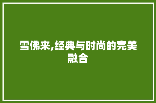 雪佛来,经典与时尚的完美融合