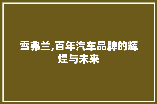 雪弗兰,百年汽车品牌的辉煌与未来