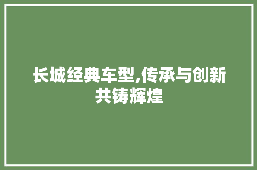 长城经典车型,传承与创新共铸辉煌