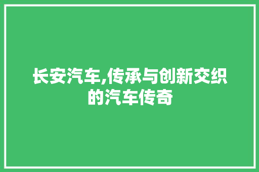 长安汽车,传承与创新交织的汽车传奇