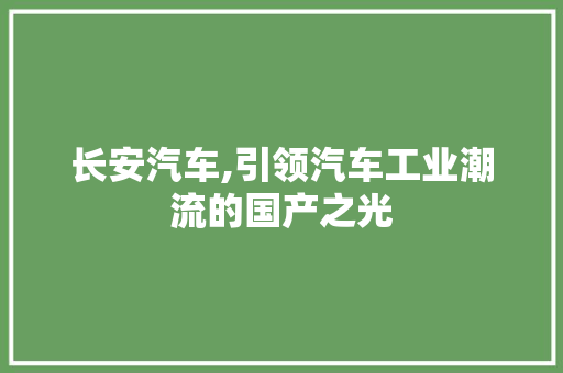 长安汽车,引领汽车工业潮流的国产之光