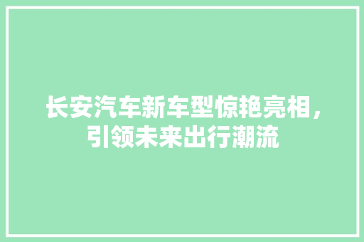 长安汽车新车型惊艳亮相，引领未来出行潮流