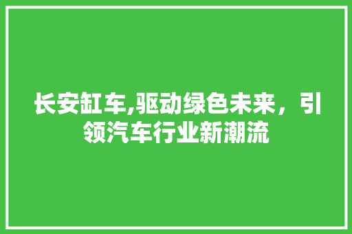 长安缸车,驱动绿色未来，引领汽车行业新潮流