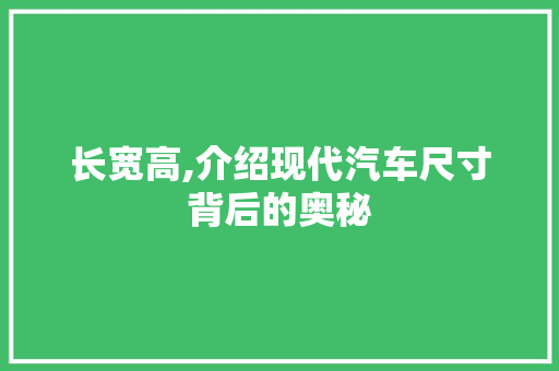 长宽高,介绍现代汽车尺寸背后的奥秘