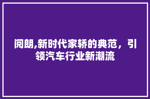 阅朗,新时代家轿的典范，引领汽车行业新潮流