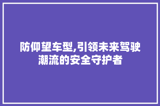 防仰望车型,引领未来驾驶潮流的安全守护者