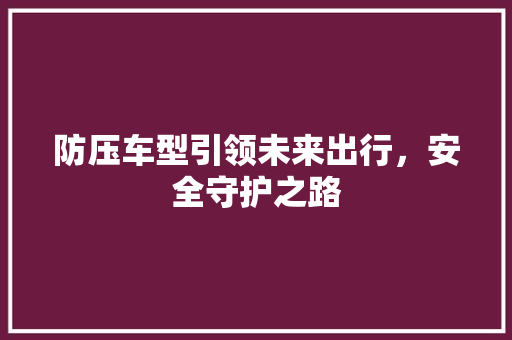 防压车型引领未来出行，安全守护之路