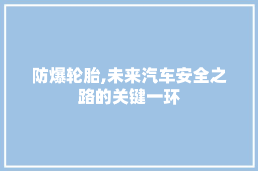 防爆轮胎,未来汽车安全之路的关键一环