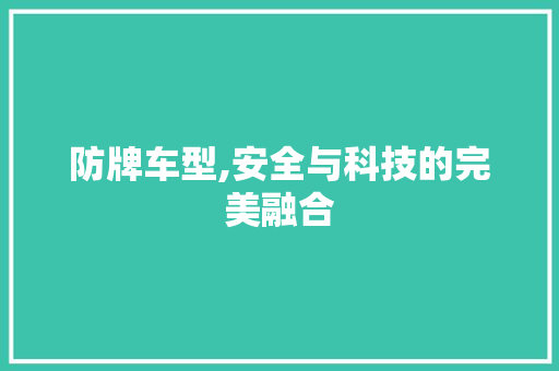 防牌车型,安全与科技的完美融合
