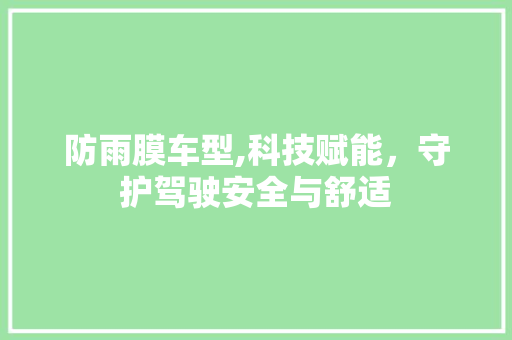 防雨膜车型,科技赋能，守护驾驶安全与舒适