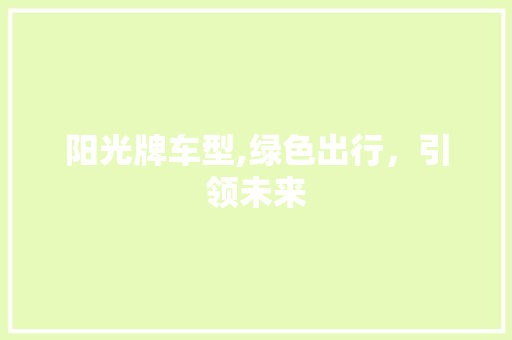 阳光牌车型,绿色出行，引领未来