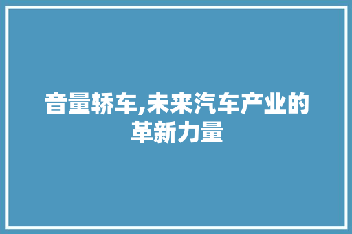 音量轿车,未来汽车产业的革新力量 汽车配件