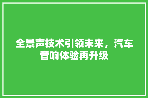 全景声技术引领未来，汽车音响体验再升级