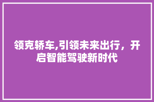 领克轿车,引领未来出行，开启智能驾驶新时代