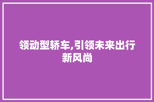 领动型轿车,引领未来出行新风尚