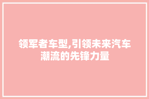 领军者车型,引领未来汽车潮流的先锋力量