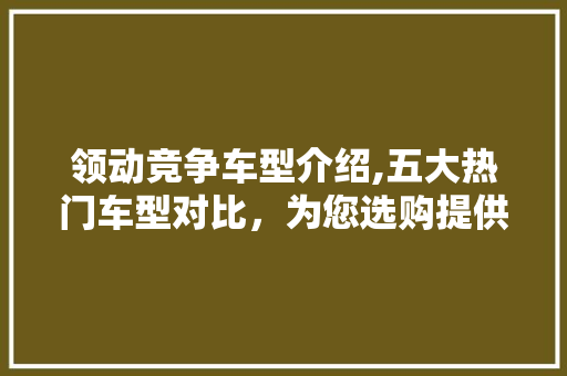 领动竞争车型介绍,五大热门车型对比，为您选购提供参考