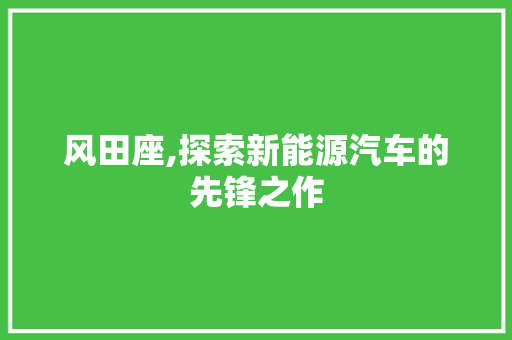 风田座,探索新能源汽车的先锋之作