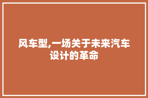 风车型,一场关于未来汽车设计的革命