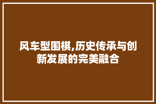 风车型围棋,历史传承与创新发展的完美融合