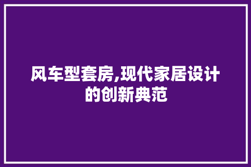 风车型套房,现代家居设计的创新典范