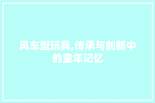 风车型玩具,传承与创新中的童年记忆