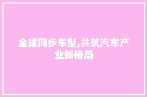 全球同步车型,共筑汽车产业新格局