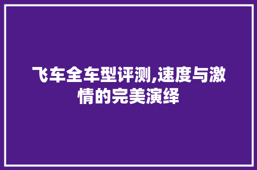 飞车全车型评测,速度与激情的完美演绎