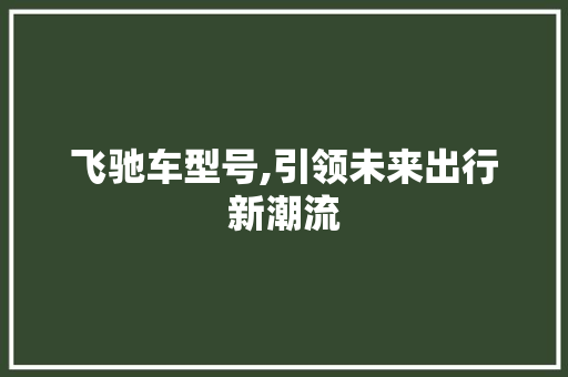飞驰车型号,引领未来出行新潮流