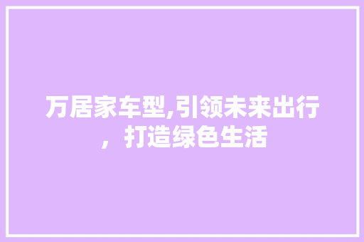 万居家车型,引领未来出行，打造绿色生活