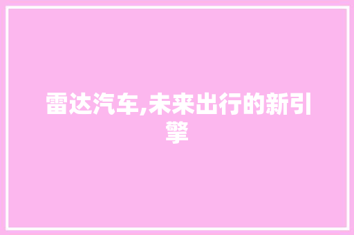 雷达汽车,未来出行的新引擎 新款车型